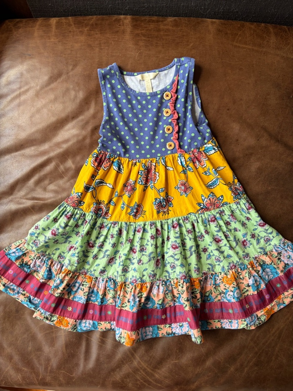 Matilda Jane Multi-Color Floral Tiered Dress - Blue, Yellow, Green